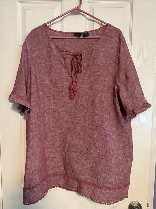 Tahari Tops - Tahari Tassel Tie Linen Tunic